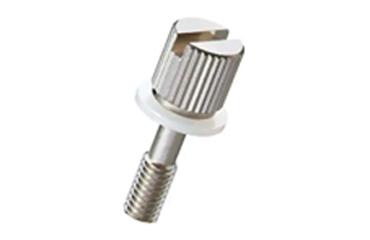 黄銅 ローレットツマミ(スリ割 段付 胴細・ナイロンワッシャー組込) NB-F-N/頭径φ16x15H (Z15タイプ)(ニッケルメッキ)